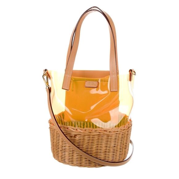Frances Valentine Leather-Trimmed PVC Wicker Bucket Bag / New With Tags - Picture 1 of 3